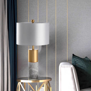 Sterling Marble & Brass Lamp | Polished Grey Marble Base | Modern Bedside Lamp