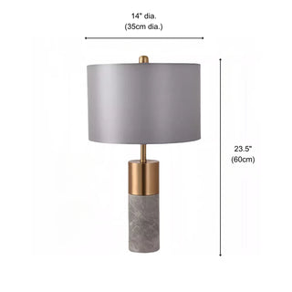 Sterling Marble & Brass Lamp | Polished Grey Marble Base | Modern Bedside Lamp