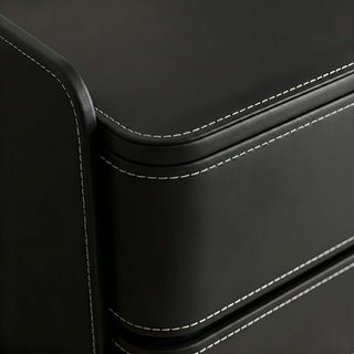 The Capri Leather 3-Drawer Nightstand | Rounded Corners &amp; Raised Rim Top | Luxury Bedside Table (T)