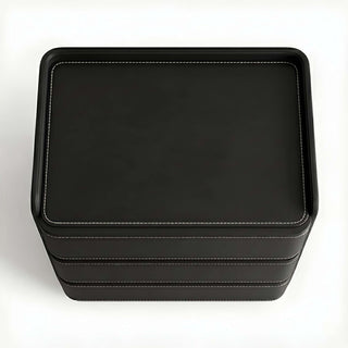 The Capri Leather 3-Drawer Nightstand | Rounded Corners &amp; Raised Rim Top | Luxury Bedside Table (I)