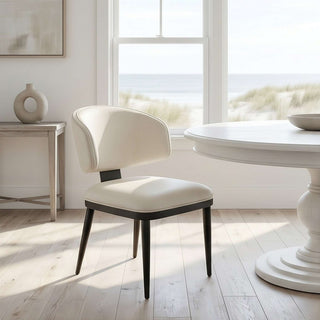 The Riviera Leather Dining Chair | Crease-Resistant | Sculptural Back-Hugging Form & Architectural Comfort (I)