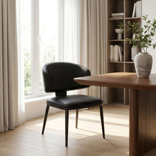 The Riviera Leather Dining Chair | Crease-Resistant | Sculptural Back-Hugging Form & Architectural Comfort (B)