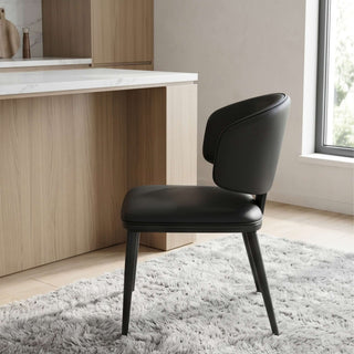 The Riviera Leather Dining Chair | Crease-Resistant | Sculptural Back-Hugging Form & Architectural Comfort (I)