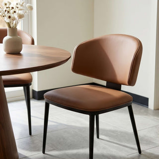 The Riviera Leather Dining Chair | Crease-Resistant | Sculptural Back-Hugging Form & Architectural Comfort (C)