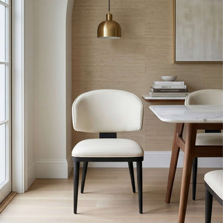 The Riviera Leather Dining Chair | Crease-Resistant | Sculptural Back-Hugging Form & Architectural Comfort (I)