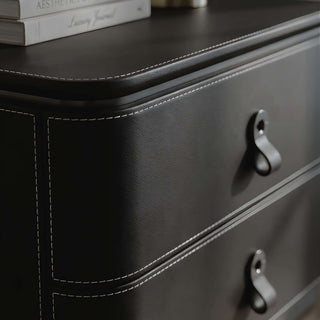 The Milan Leather Nightstand | 2‑Drawer with Leather Handles | Italian Bedside Table (I)
