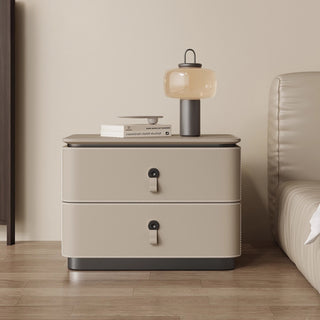 The Milan Leather Nightstand | 2‑Drawer with Leather Handles | Italian‑Inspired Bedside Table
