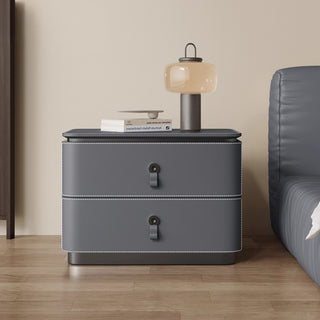 The Milan Leather Nightstand | 2‑Drawer with Leather Handles | Italian‑Inspired Bedside Table