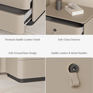 The Milan Leather Nightstand | 2‑Drawer with Leather Handles | Italian‑Inspired Bedside Table