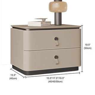 The Milan Leather Nightstand | 2‑Drawer with Leather Handles | Italian‑Inspired Bedside Table