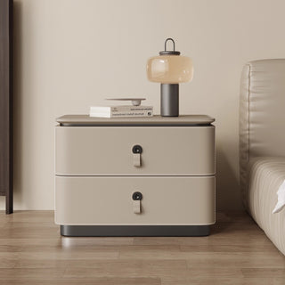 The Milan Leather Nightstand | 2‑Drawer with Leather Handles | Italian‑Inspired Bedside Table