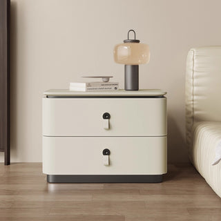 The Milan Leather Nightstand | 2‑Drawer with Leather Handles | Italian‑Inspired Bedside Table