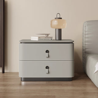 The Milan Leather Nightstand | 2‑Drawer with Leather Handles | Italian‑Inspired Bedside Table