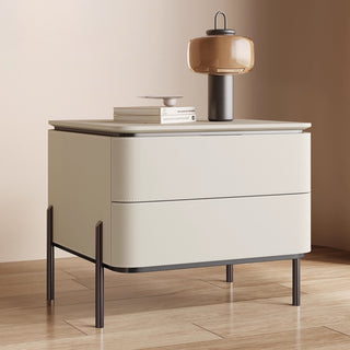 The Milan Leather Nightstand | 2-Drawer with Slim Metal Legs