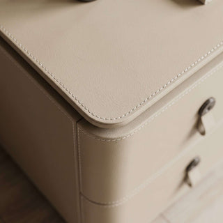 The Milan Leather Nightstand | 2‑Drawer with Leather Handles | Italian Bedside Table (I)