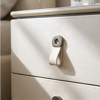 The Milan Leather Nightstand | 2‑Drawer with Leather Handles | Italian Bedside Table (I)