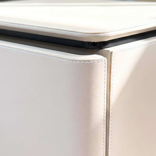 The Milan Leather Nightstand | 2‑Drawer with Leather Handles | Italian Bedside Table (M)