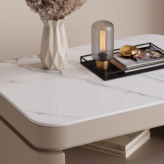 The Milan Leather Nightstand | Single-Drawer | Open Shelf with Arch Base