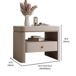 The Milan Leather Nightstand | Single-Drawer | Open Shelf with Arch Base