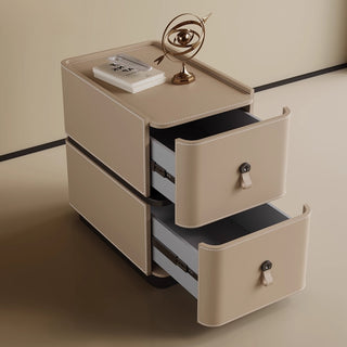 The Milan Leather Slim Nightstand | 2-Drawer with Leather Handles