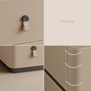 The Milan Leather Slim Nightstand | 2-Drawer with Leather Handles