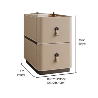 The Milan Leather Slim Nightstand | 2-Drawer with Leather Handles