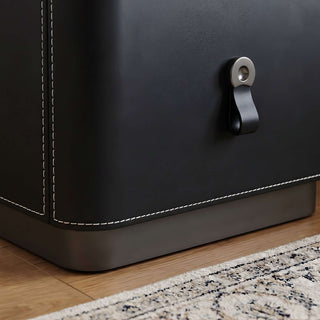 The Milan Slim Leather Nightstand | 2-Drawer with Leather Handles (T)