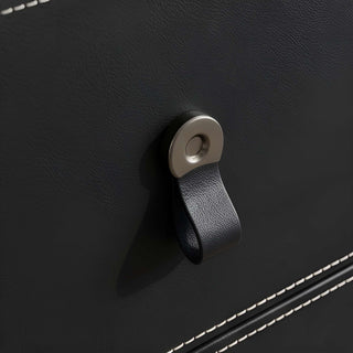 The Milan Slim Leather Nightstand | 2-Drawer with Leather Handles (B)