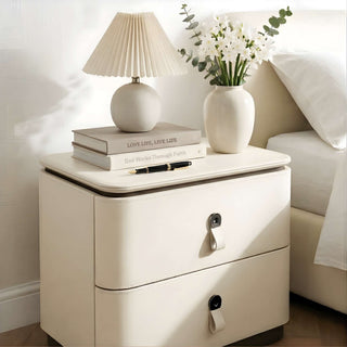 The Milan Leather Nightstand | 2‑Drawer with Leather Handles | Italian Bedside Table (I)