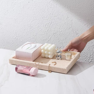 Tuscan Travertine Beige Tray | Natural Stone Valet | Earthy, Wabi-Sabi Catchall