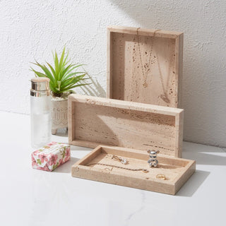 Tuscan Travertine Beige Tray | Natural Stone Valet | Earthy, Wabi-Sabi Catchall