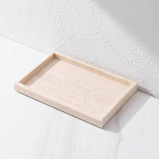 Tuscan Travertine Beige Tray | Natural Stone Valet | Earthy, Wabi-Sabi Catchall