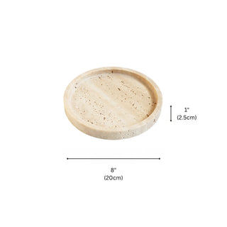 Tuscan Travertine Round Tray | Earthy Natural Stone Coaster | for Candles & Cosmetics