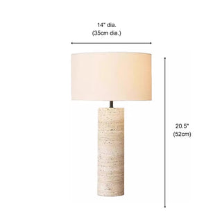 Tuscan Travertine Table Lamp | Solid Honed Natural Stone Column | Minimalist Lighting