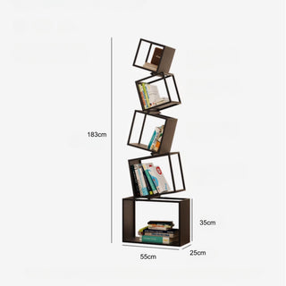 Unique Stacked Cube Bookshelf | Modern White Open Storage Shelving Unit for Playful & Contemporary Décor
