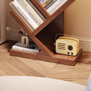 V-Shaped Wooden Tree Bookshelf | Modern Wood Branch Design Bookcase for Living Room, Office & Study