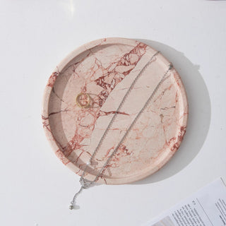 Veined Rose Marble Tray | Natural Stone |  Luxury Jewelry & Key Catchall