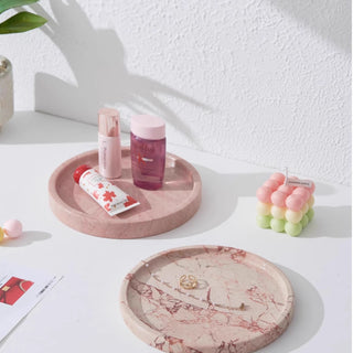 Veined Rose Marble Tray | Natural Stone |  Luxury Jewelry & Key Catchall