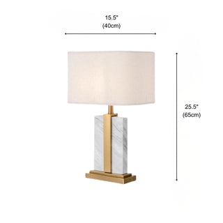 Verona Natural Marble Column Table Lamp | Brass Pedestal | Italian Bedside Light