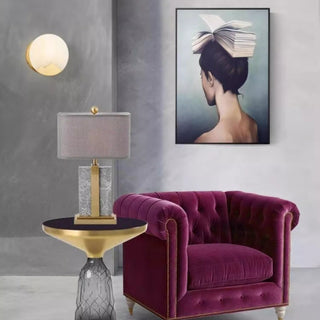 Verona Savoy Gray Natural Marble Table Lamp | Brass Spine | 5‑Star Hotel Nightstand Lamp
