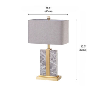 Verona Savoy Gray Natural Marble Table Lamp | Brass Spine | 5‑Star Hotel Nightstand Lamp