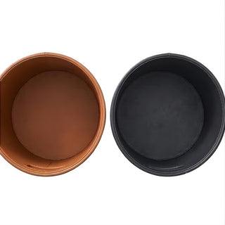 Woven Leather Round Wastebasket | Luxury Bathroom & Office Trash Can | Bucket‑Style Bin with Handle