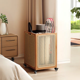 Woven Rattan Rolling Hamper | Natural Wicker with Lid | Rustic & Functional Laundry Storage