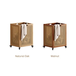Woven Rattan Rolling Hamper | Natural Wicker with Lid | Rustic & Functional Laundry Storage
