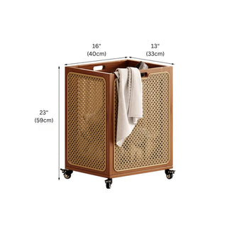 Woven Rattan Rolling Hamper | Natural Wicker with Lid | Rustic & Functional Laundry Storage